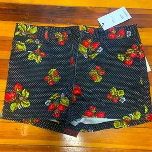 Black denim shorts with Strawberry pattern- NEW